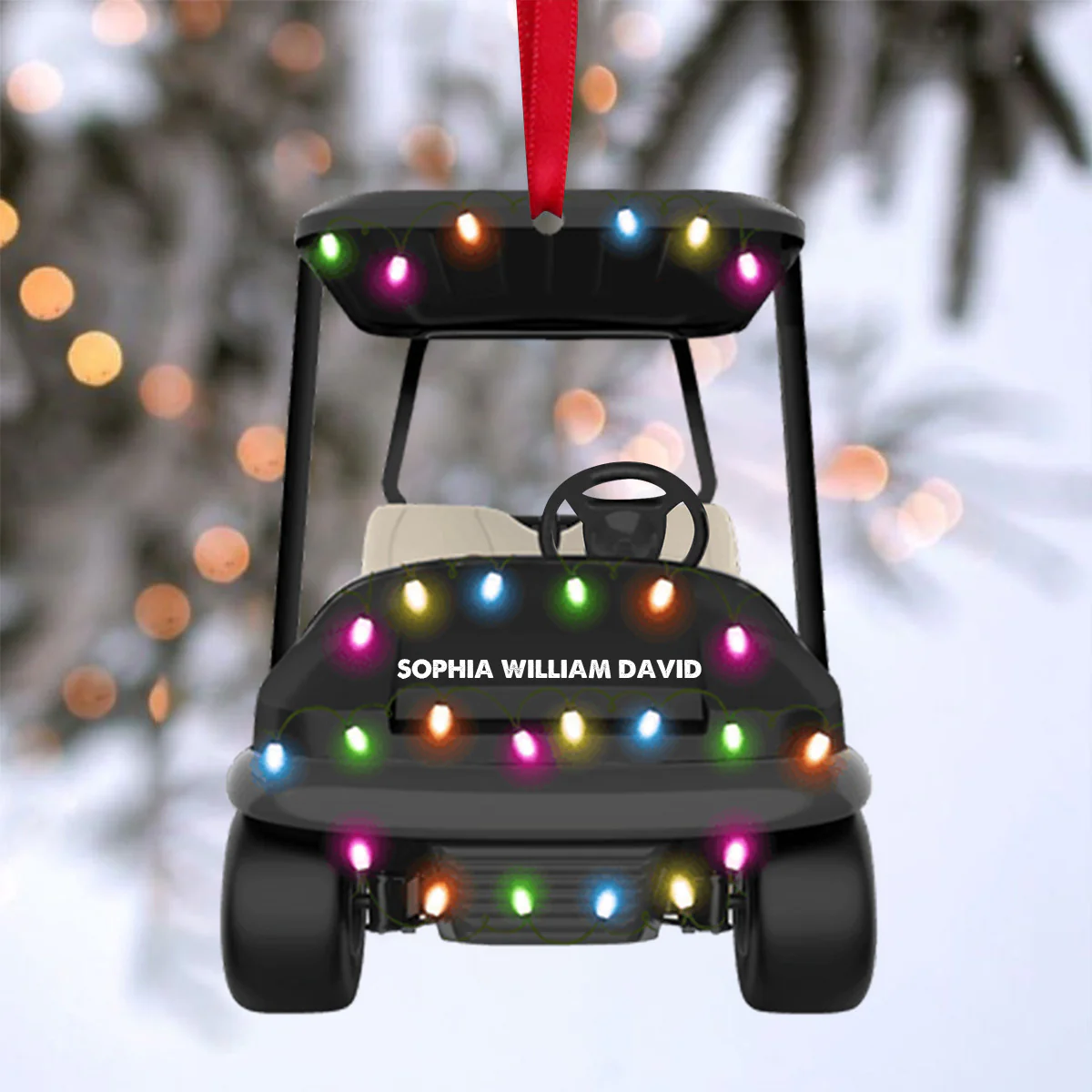 Gift for Golfers - Driving A Golf Cart Personalized Christmas Acrylic Ornament - Image 4