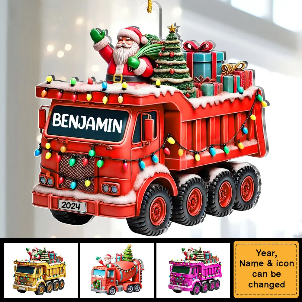 Gift For Grandkid Personalized Mixer Truck Construction Christmas Ornament - Image 3
