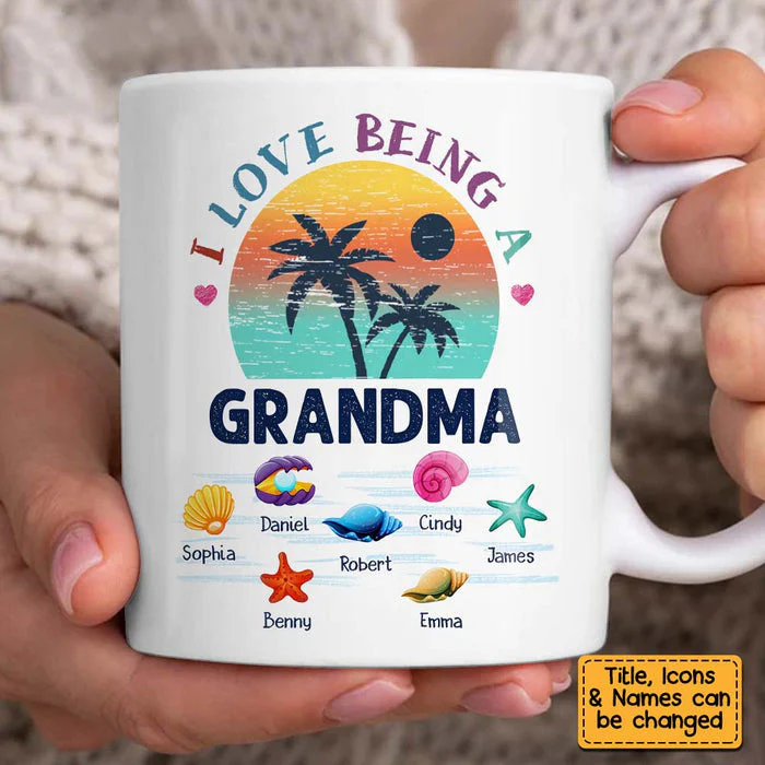 Gift For Grandma Beach Summer Vacation I Love Being A Grandma Mug - Image 2