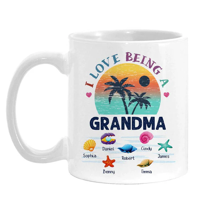 Gift For Grandma Beach Summer Vacation I Love Being A Grandma Mug - Image 3