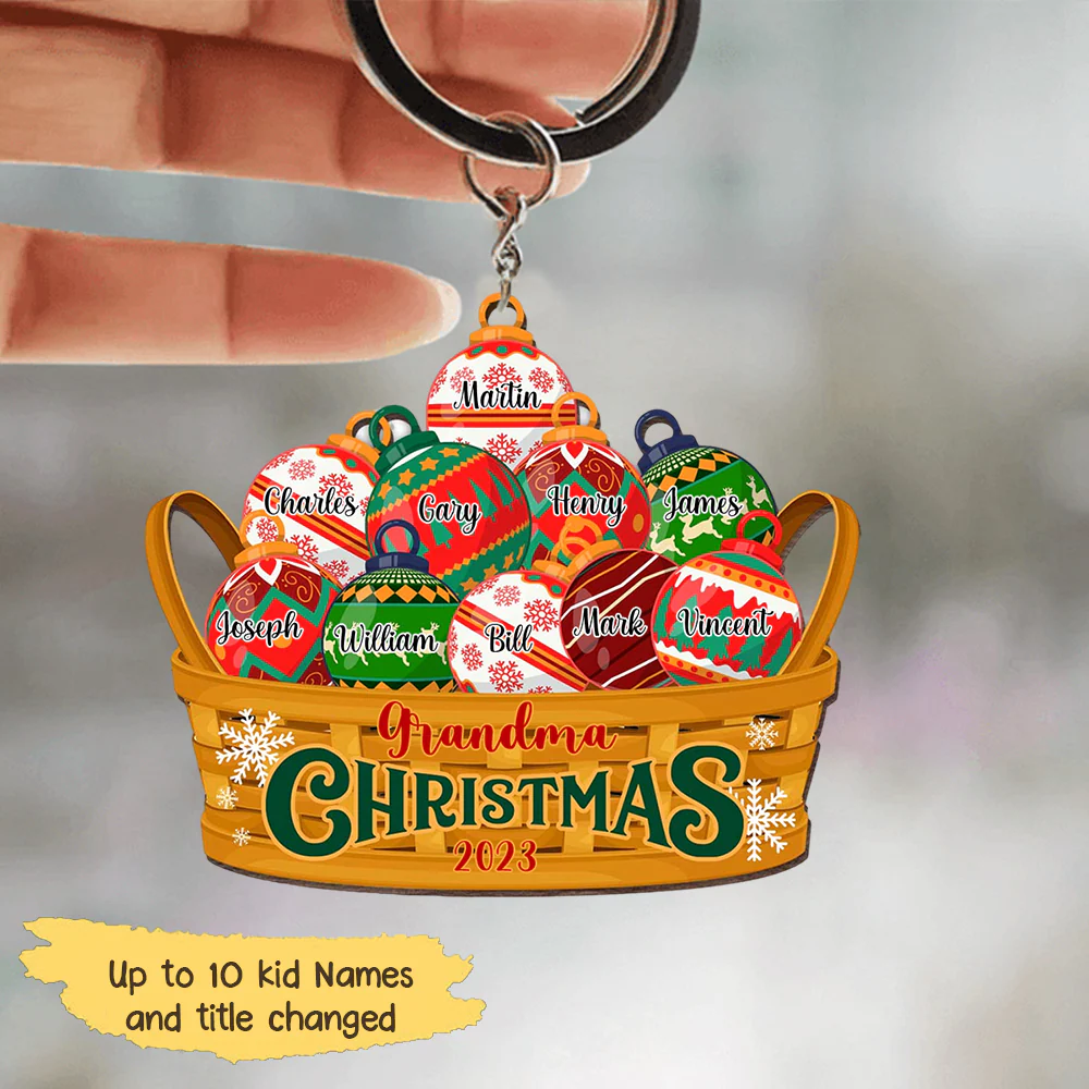 Gift For Grandma Christmas Ornament Basket Acrylic Keychain