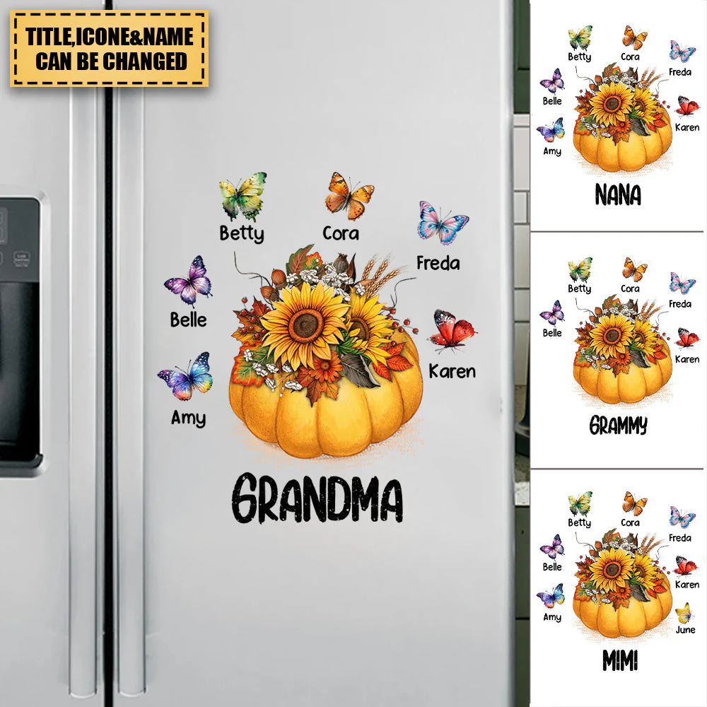 Personalized Gift For Grandma Fall Pumpkin Butterflies Decal - Image 2