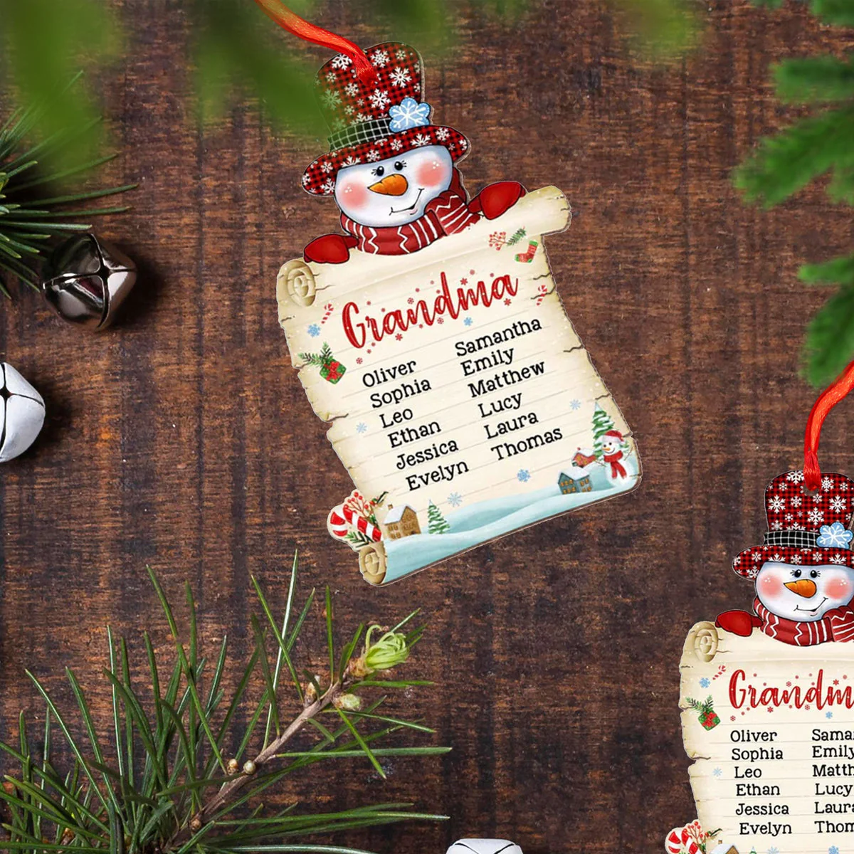 Gift For Grandma Snowman Christmas Personalized Ornament - Image 2