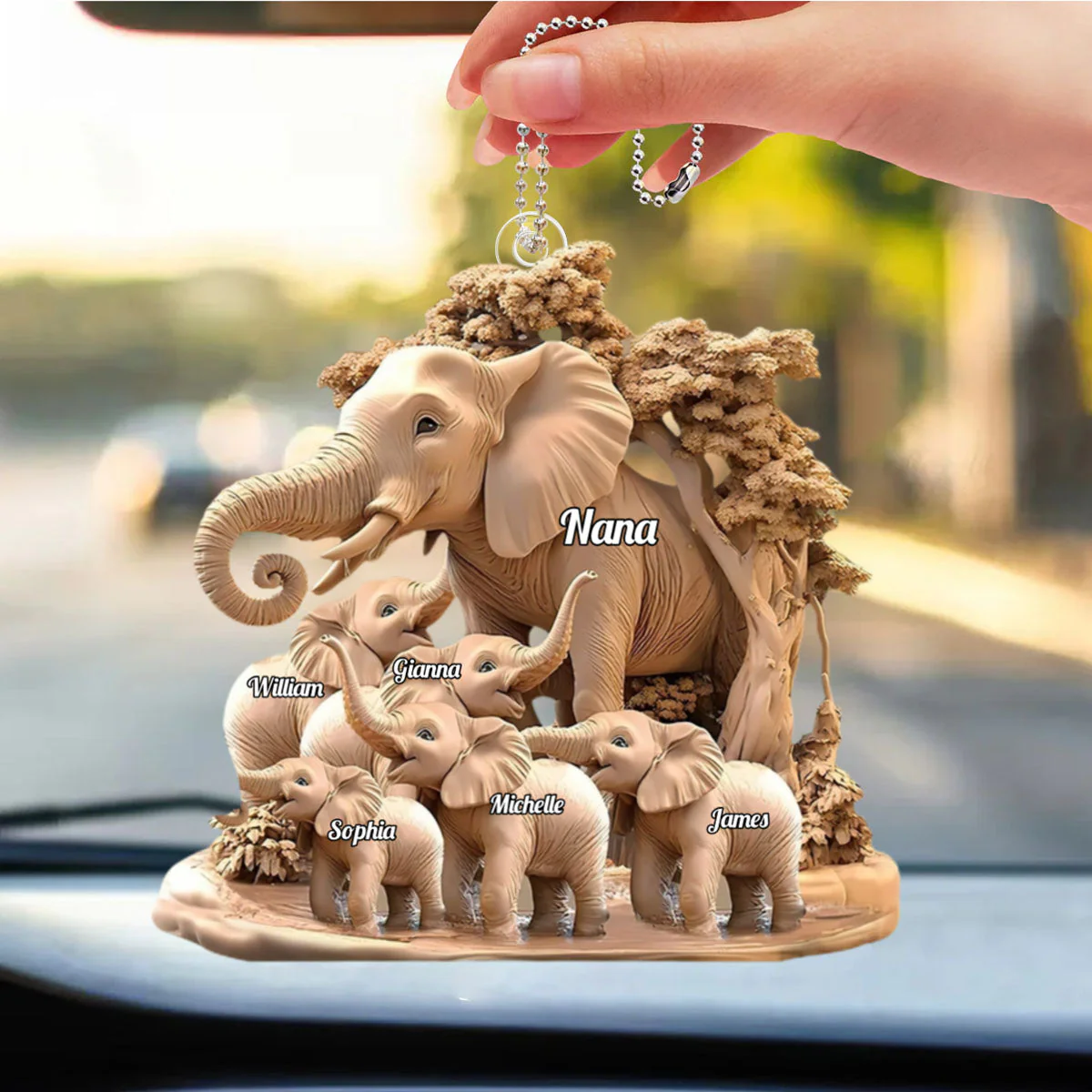 Gift For Mom, Grandma - Personalized Elephant Acrylic Ornament - Image 2