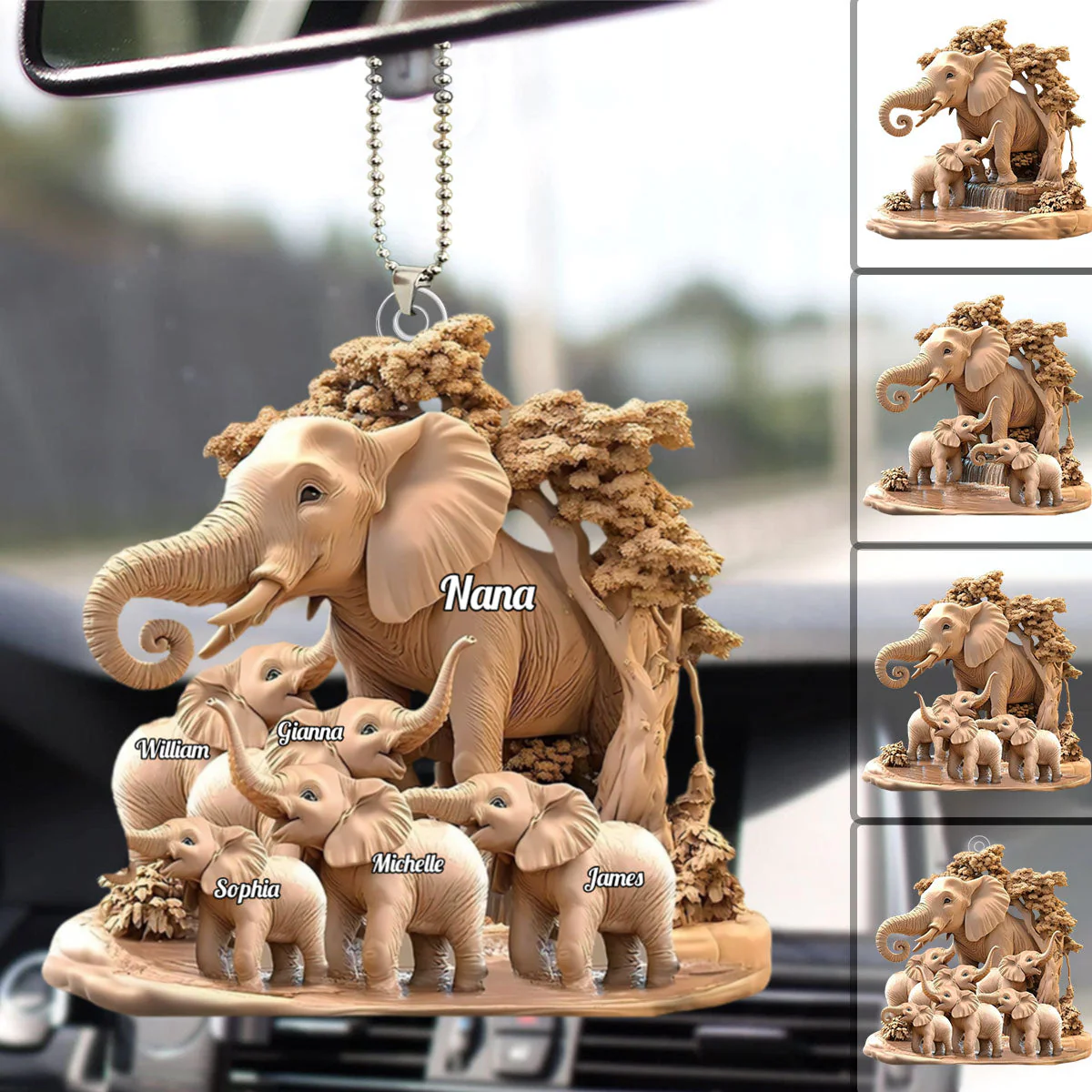 Gift For Mom, Grandma - Personalized Elephant Acrylic Ornament - Image 3