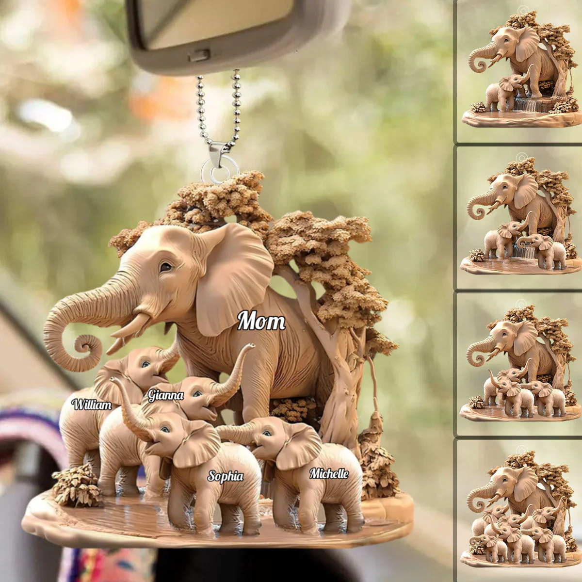 Gift For Mom, Grandma - Personalized Elephant Acrylic Ornament - Image 4