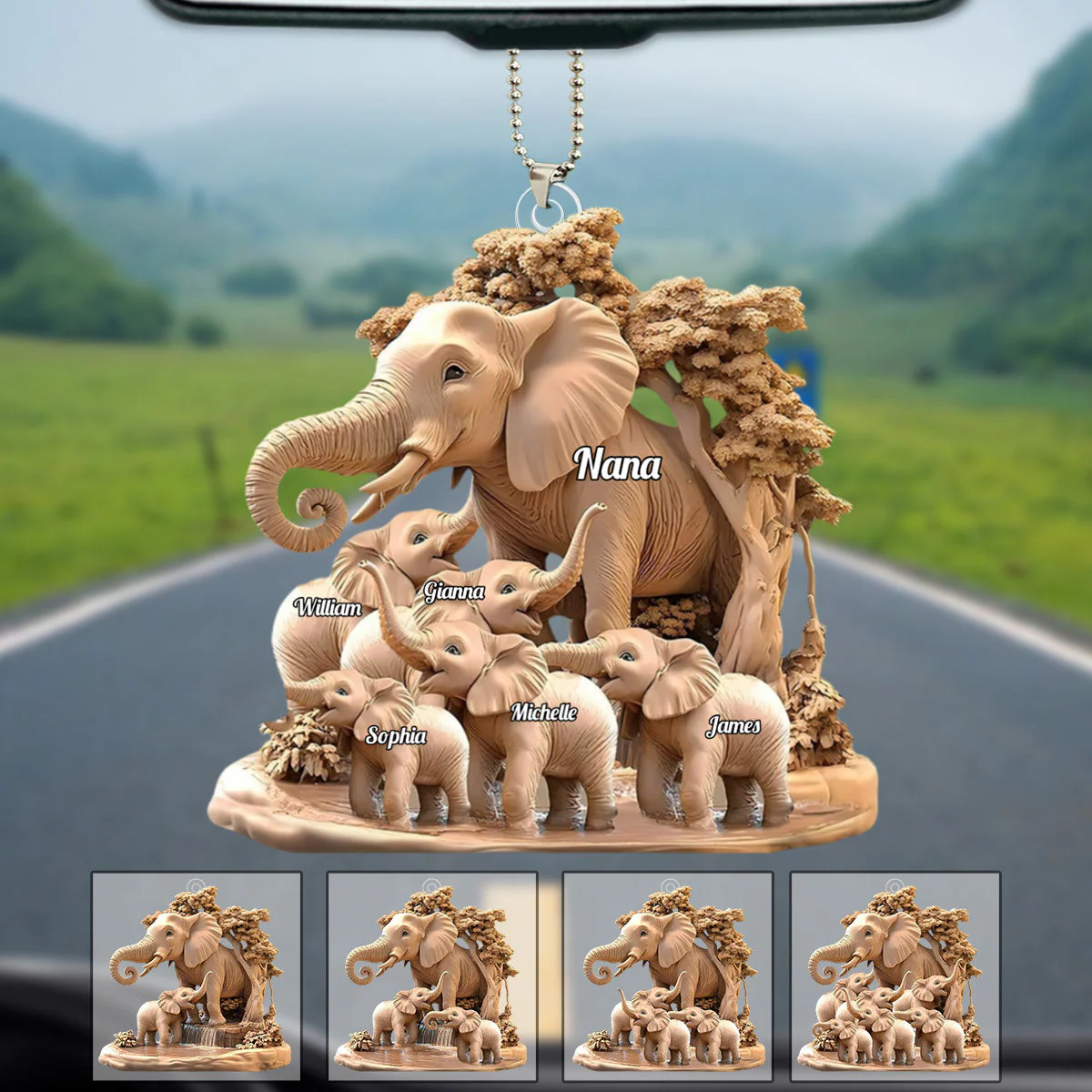Gift For Mom, Grandma - Personalized Elephant Acrylic Ornament - Image 5