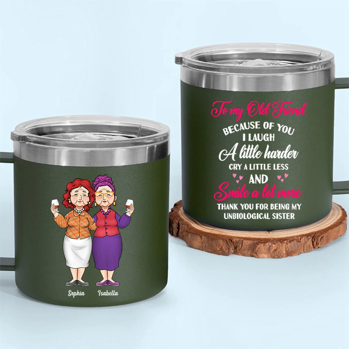 Gift For Old Friends Thank You For - Personalized 14oz Stainless Steel Tumbler With Handle - Image 10