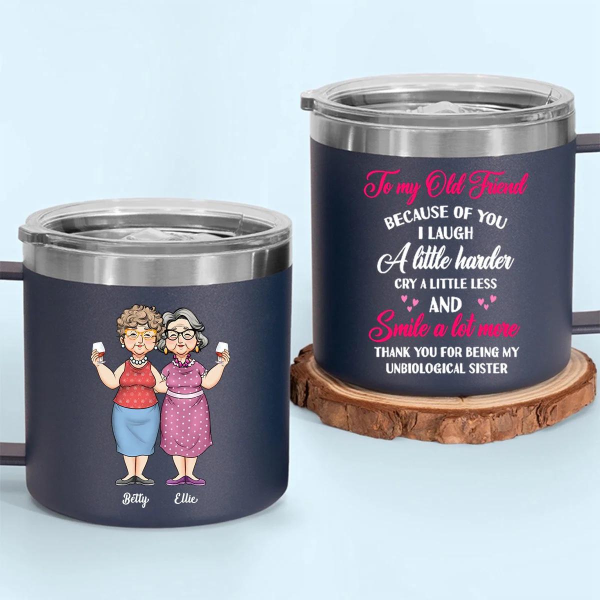 Gift For Old Friends Thank You For - Personalized 14oz Stainless Steel Tumbler With Handle - Image 11