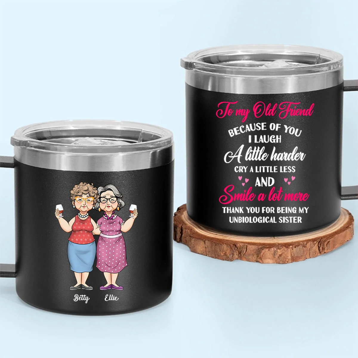 Gift For Old Friends Thank You For - Personalized 14oz Stainless Steel Tumbler With Handle - Image 12