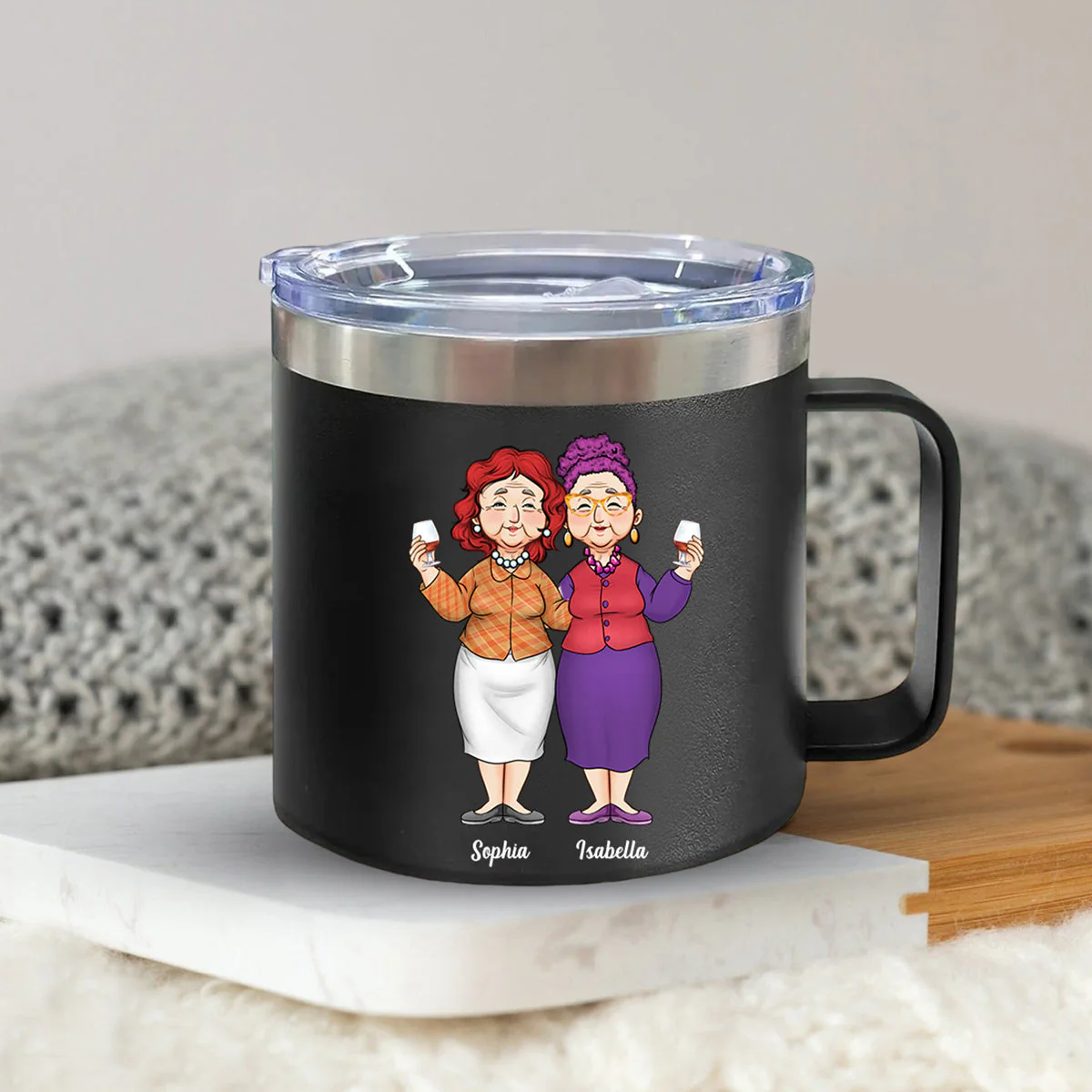 Gift For Old Friends Thank You For - Personalized 14oz Stainless Steel Tumbler With Handle - Image 7