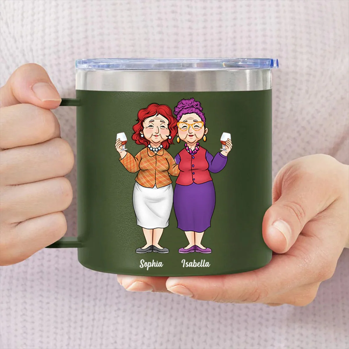 Gift For Old Friends Thank You For - Personalized 14oz Stainless Steel Tumbler With Handle - Image 8