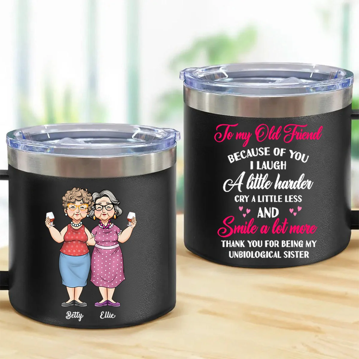 Gift For Old Friends Thank You For - Personalized 14oz Stainless Steel Tumbler With Handle - Image 9