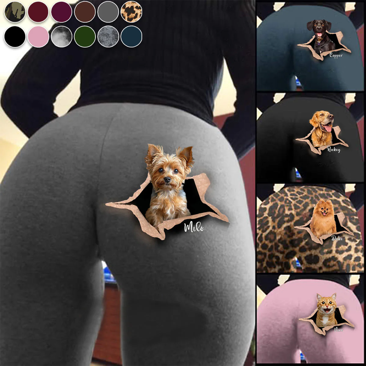 Gift For Pet lover Crack Custom Photo Personalized Leggings - Image 2