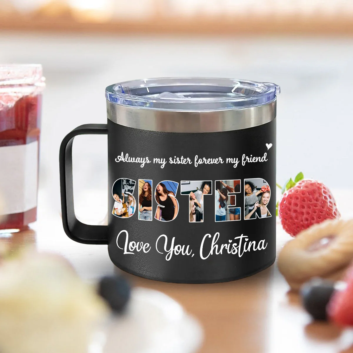 Gift For Sister/Friend/BFF/Bestie/Cousins - Personalized 14oz Stainless Steel Tumbler With Handle - Image 10