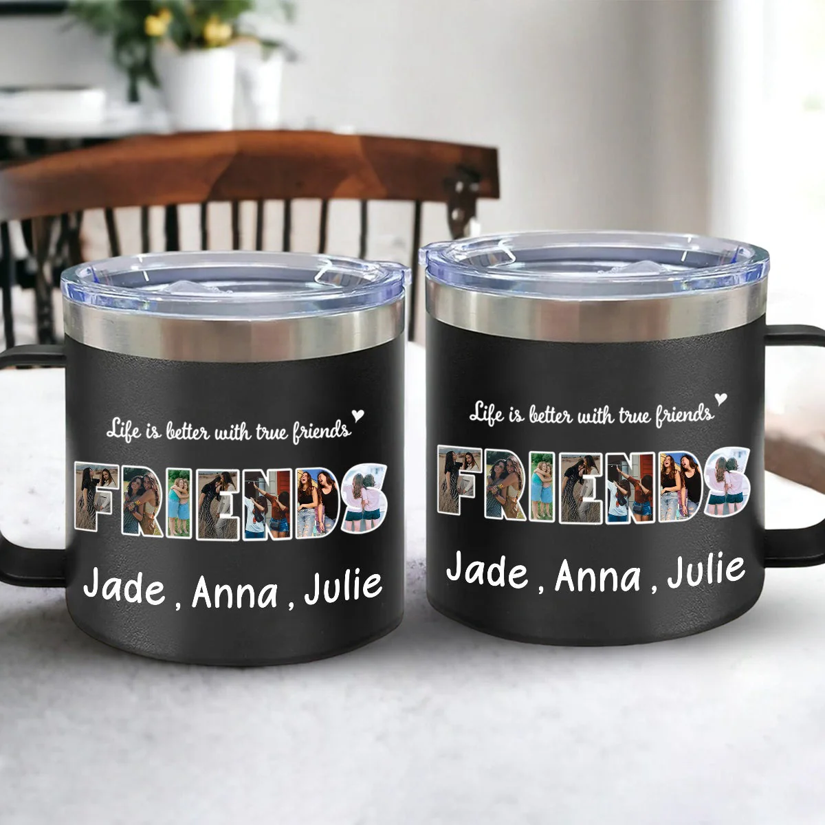 Gift For Sister/Friend/BFF/Bestie/Cousins - Personalized 14oz Stainless Steel Tumbler With Handle - Image 6