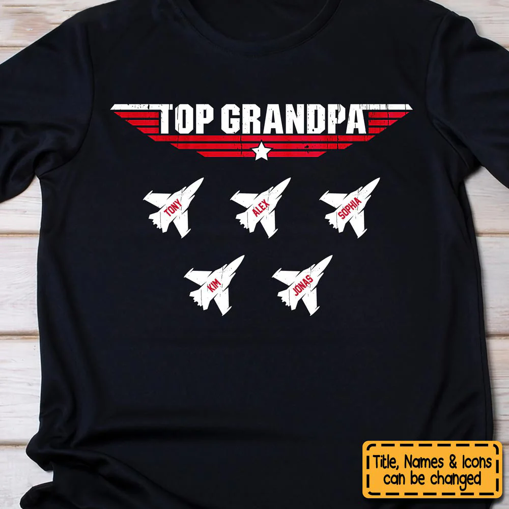 Personalized Gift Top Grandpa Father's Day T-Shirt - Image 3