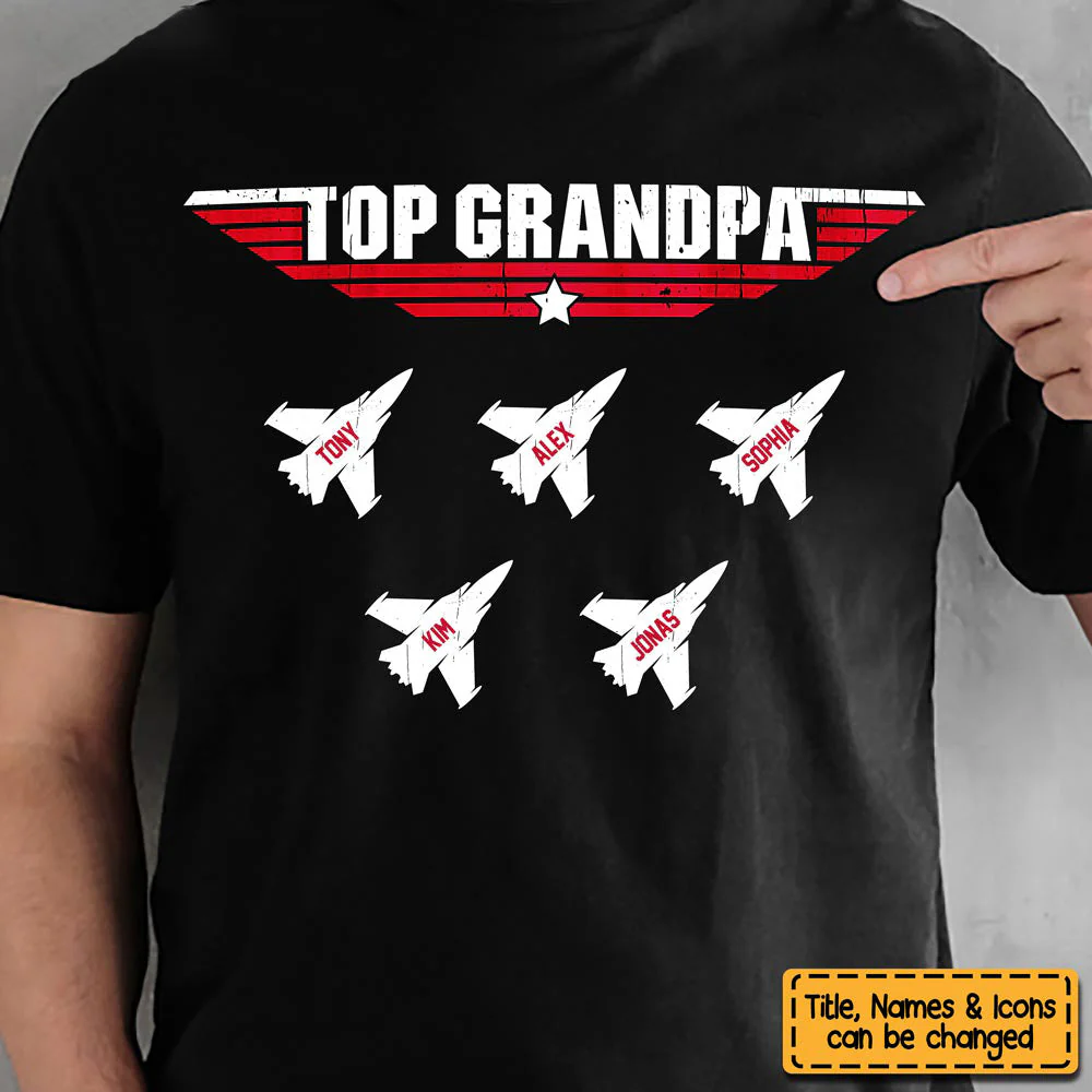 Personalized Gift Top Grandpa Father's Day T-Shirt - Image 4