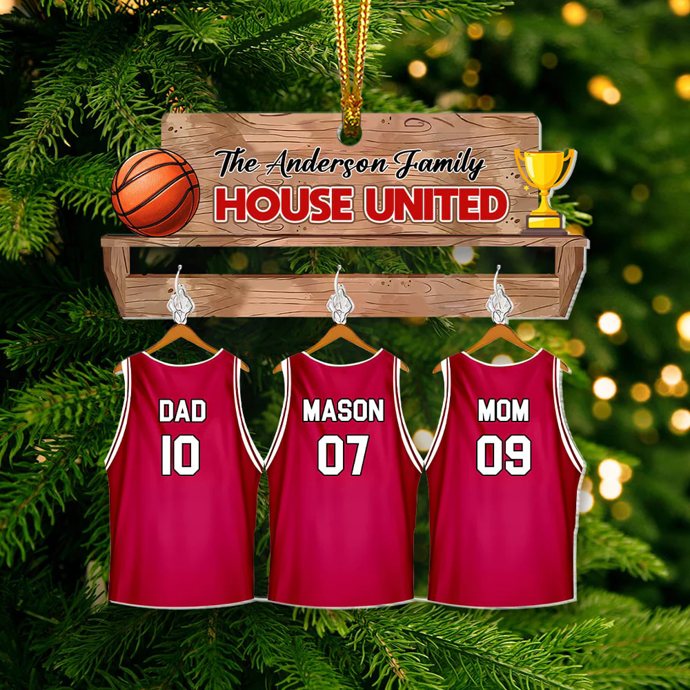 Gifts For Basketball-Loving Family Personalized Christmas Arcylic Ornament - Image 2