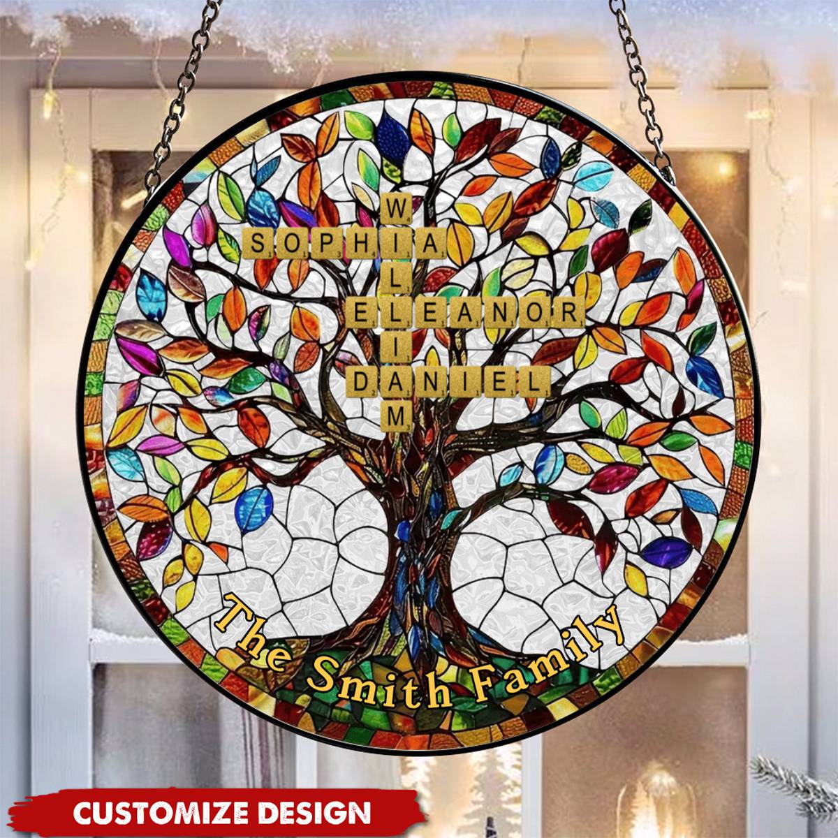 Gifts For Family - Family Tree - Personalized Window Hanging Suncatcher Ornament - Image 3