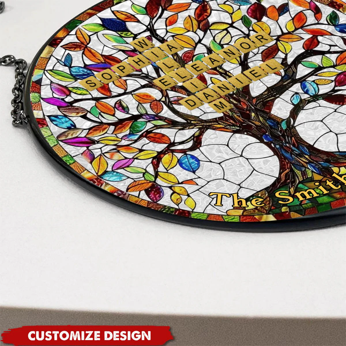 Gifts For Family - Family Tree - Personalized Window Hanging Suncatcher Ornament - Image 8