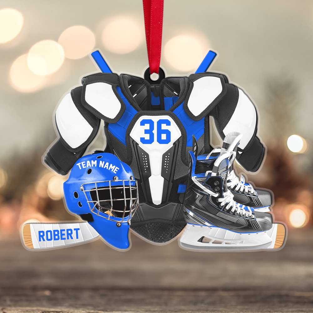 Gifts for Hockey Players Personalized Hockey Gear Acrylic Ornament - Image 2