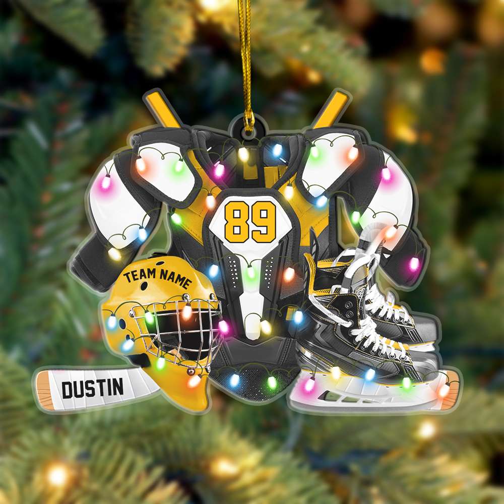 Gifts for Hockey Players Personalized Hockey Gear Acrylic Ornament - Image 3