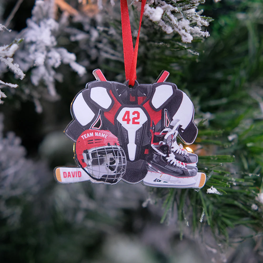 Gifts for Hockey Players Personalized Hockey Gear Acrylic Ornament - Image 4