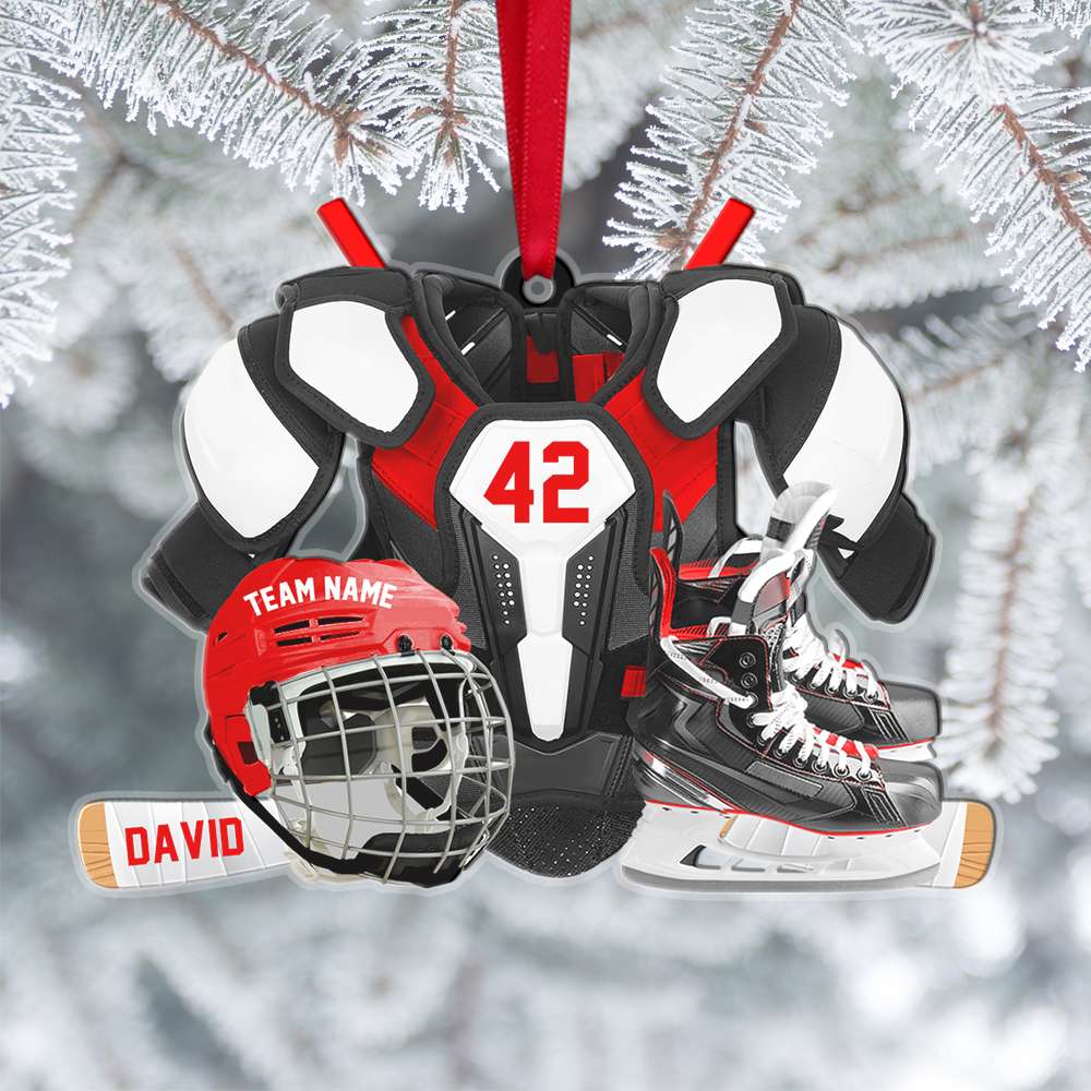 Gifts for Hockey Players Personalized Hockey Gear Acrylic Ornament - Image 5