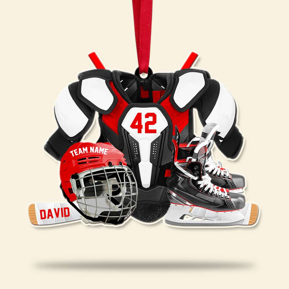 Gifts for Hockey Players Personalized Hockey Gear Acrylic Ornament - Image 6