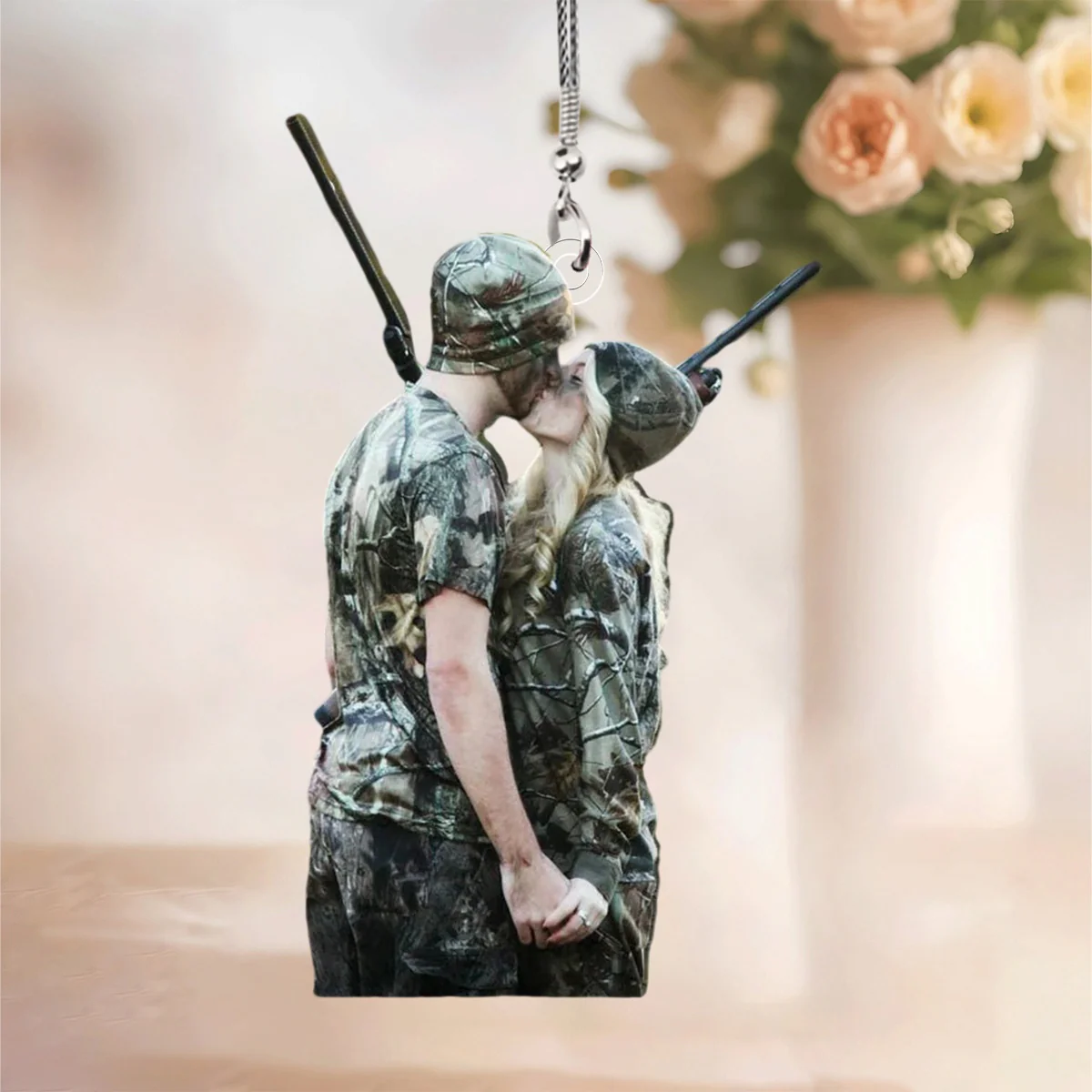 Gifts For Hunter, Hunting Couple Custom Photo Personalized Acrylic Ornament - Image 4