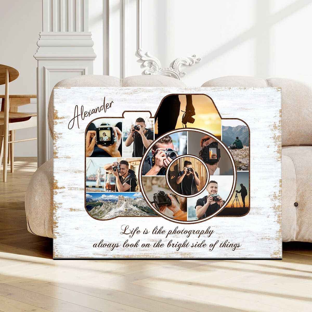 Gifts for Photographers, Unique Cameraman Personalized Photos Collage Canvas Poster - Image 2