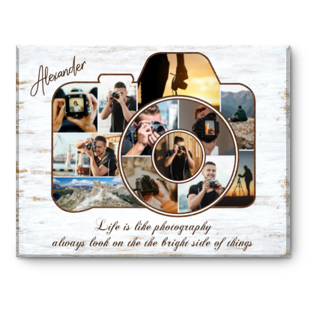 Gifts for Photographers, Unique Cameraman Personalized Photos Collage Canvas Poster - Image 4