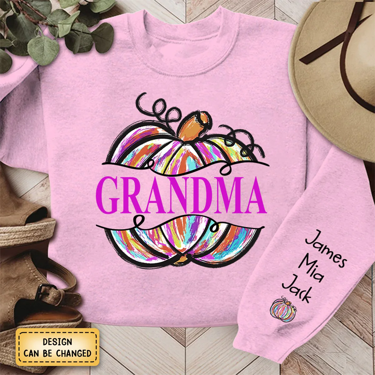 Gigi Grandma Painted Pumpkin - Family Personalized  Fall Sweatshirt - Image 6