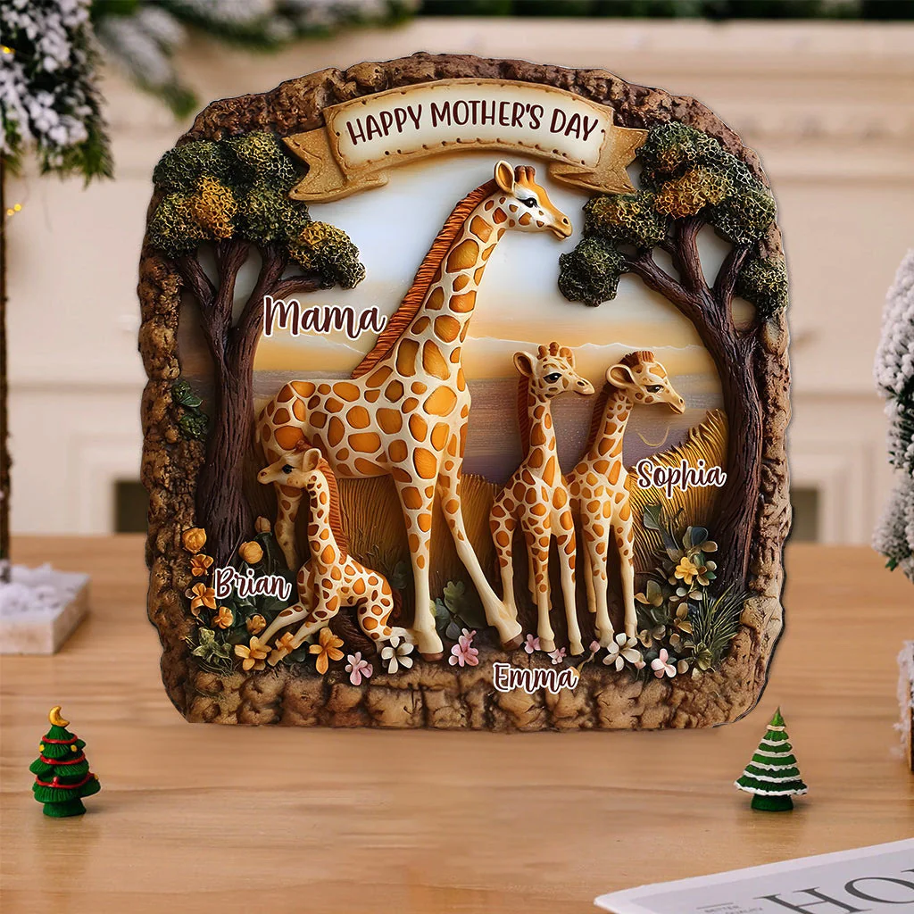 Giraffe Mom - Personalized Acrylic Plaque For Mother's Day Gift - Image 2