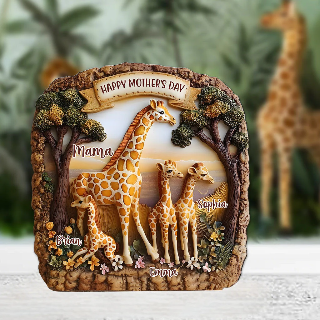Giraffe Mom - Personalized Acrylic Plaque For Mother's Day Gift - Image 3