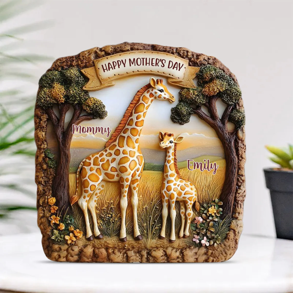 Giraffe Mom - Personalized Acrylic Plaque For Mother's Day Gift - Image 4