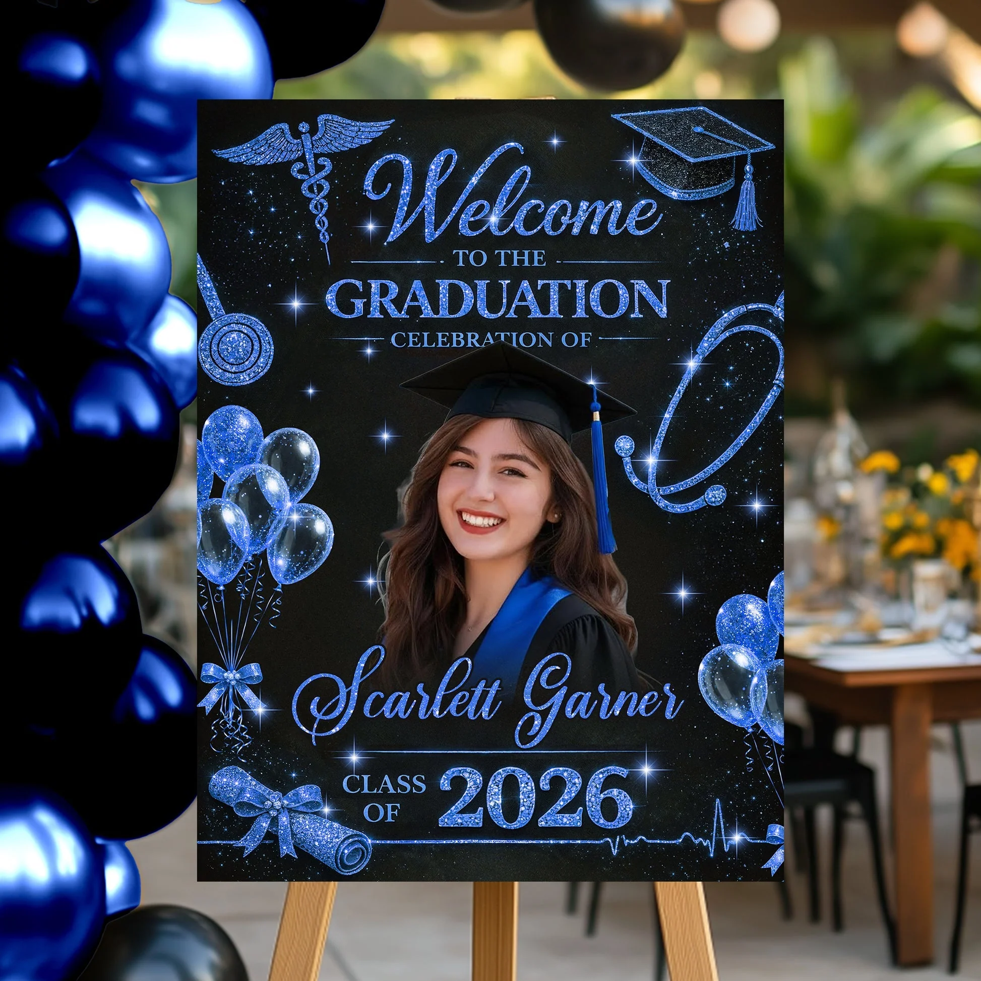 Glitter Nurse RN Personalized Graduation Welcome Sign - Custom Photo Welcome Sign - Graduation Gifts - Image 5