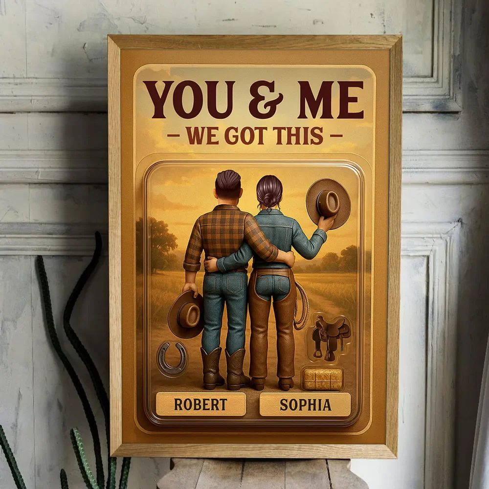God Blessed The Broken Road - Custom Figure Country Vibe Cowboy & Cowgirl Couple Personalized Poster - Image 6