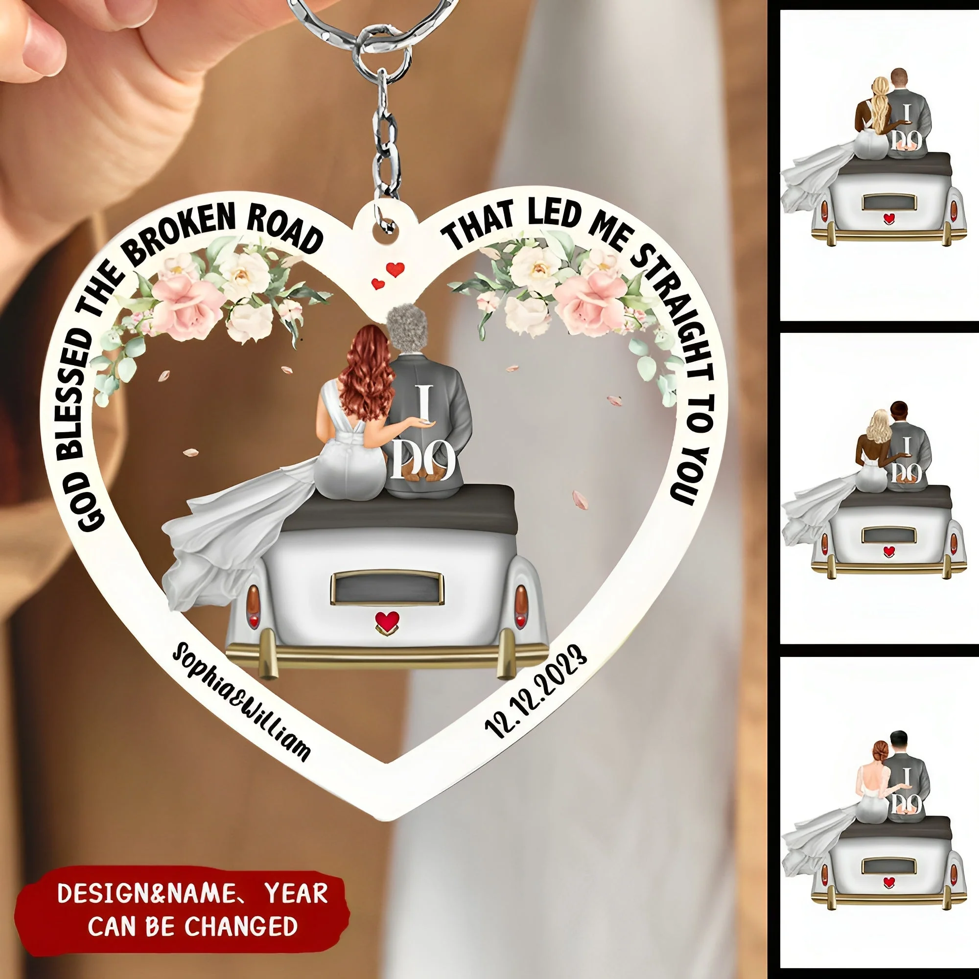 God Blessed The Broken Road - Personalized Acrylic Keychain - Image 2