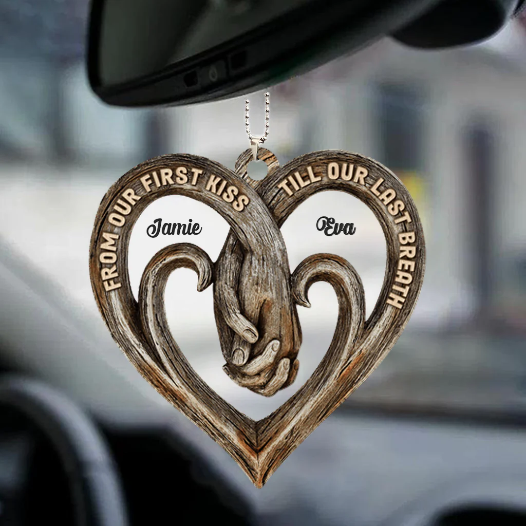 God Blessed The Broken Road Personalized Couple 2 Layered Mix Ornament - Image 3