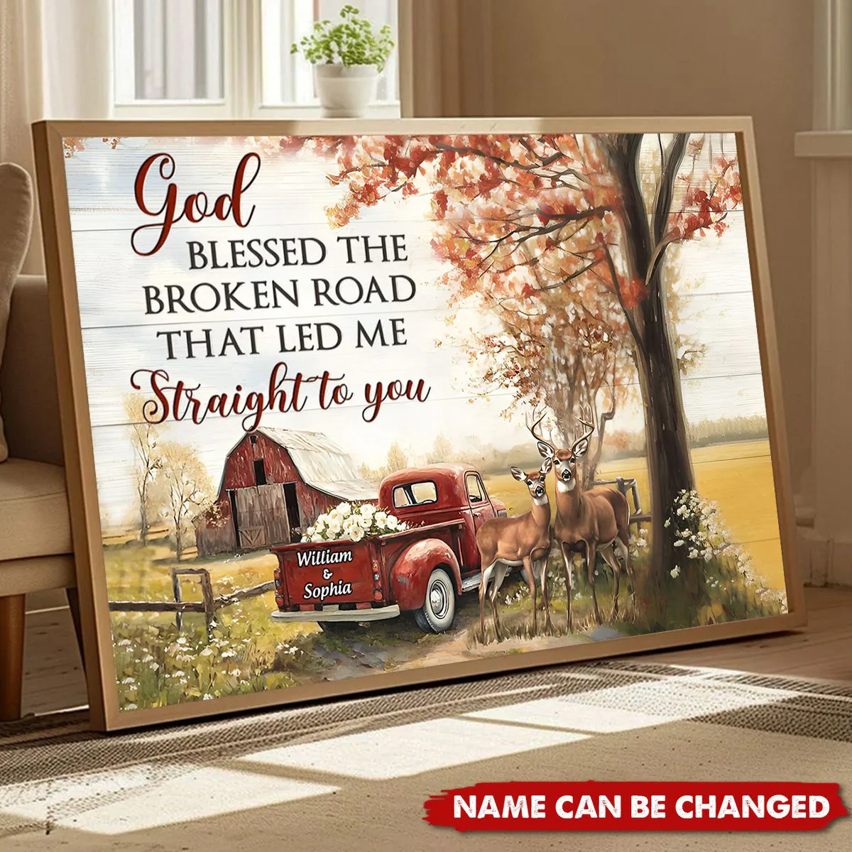 God Blessed The Broken Road Vintage Farmhouse Personalized Couples Canvas Poster - Image 4