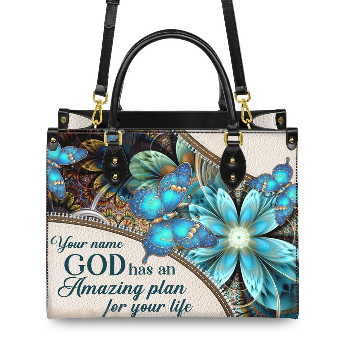 God Has An Amazing Plan For Your Life - Personalized Leather bag with Your Name - Image 3