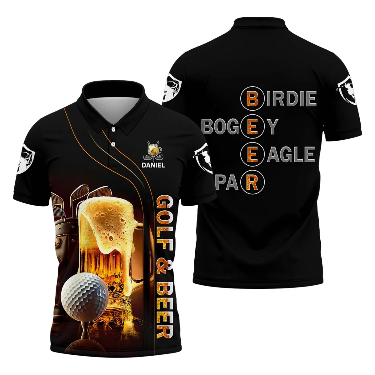 Golf And Beer - Personalized Men's Funny Graphic Golf Polo Shirt - Image 2