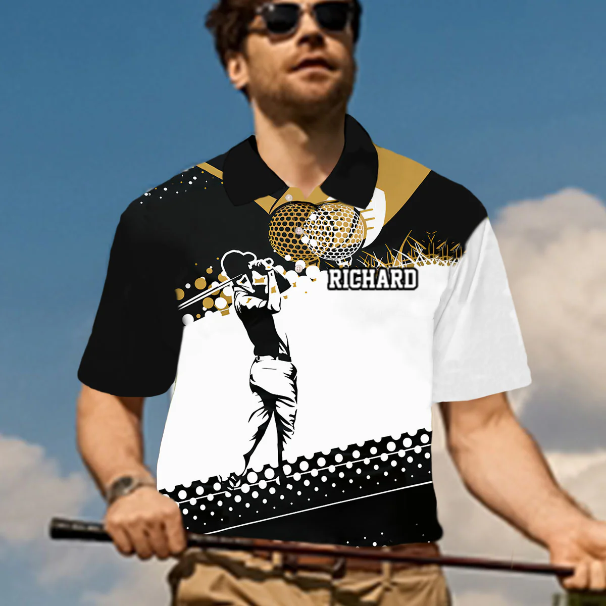 Golf & Beer That's Why I'm Here - Personalized Man Golf Polo Shirt Gift For Him - Image 4