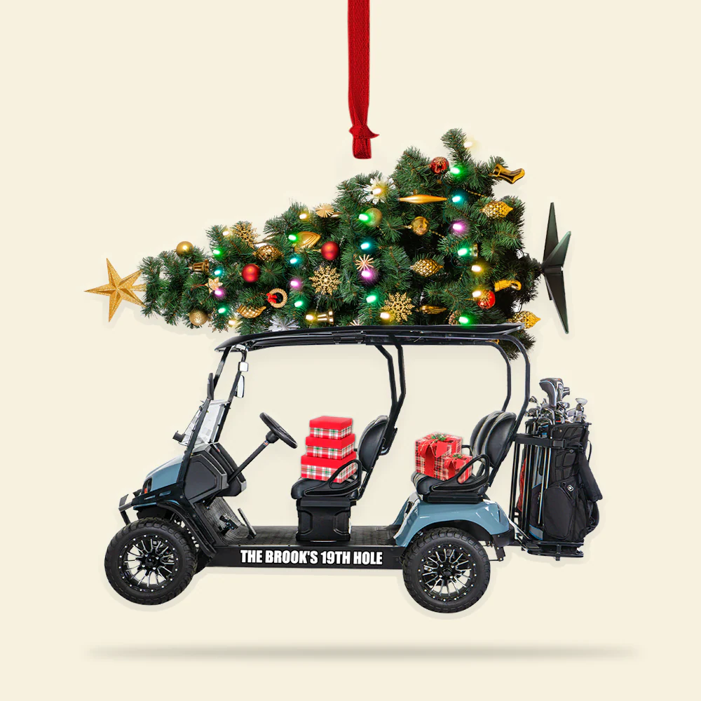 Golf Cart Personalized Christmas Acrylic Ornament - Image 3