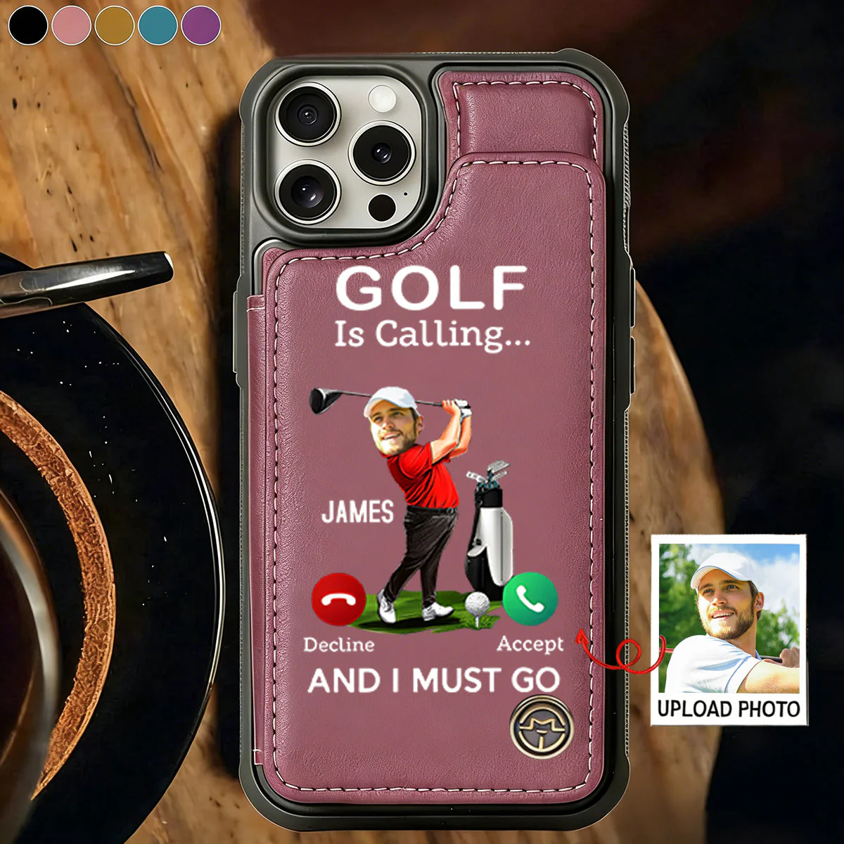 Golf Is Calling¡­ And I Must Go - Custom Photo Personalized Flip Wallet Phone Case, Gift For Golfer - Image 2
