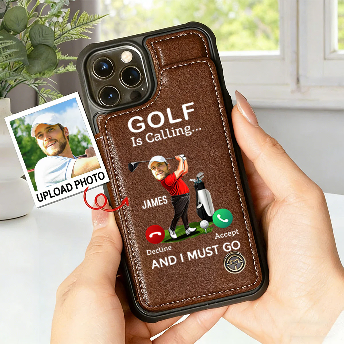 Golf Is Calling¡­ And I Must Go - Custom Photo Personalized Flip Wallet Phone Case, Gift For Golfer - Image 3