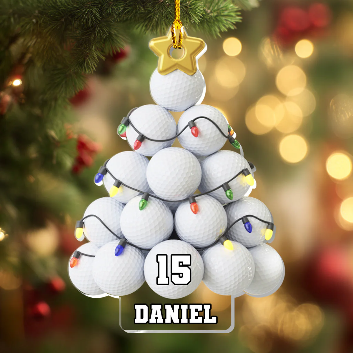 Golf Lovers - Personalized Golf Ball Tree Acrylic Ornament - Image 3