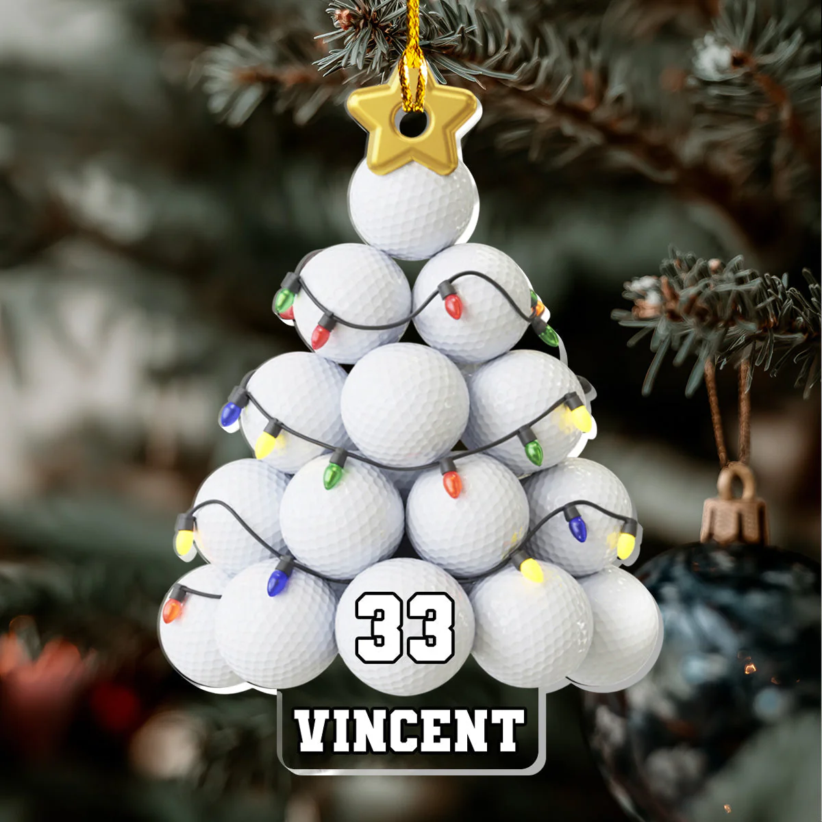 Golf Lovers - Personalized Golf Ball Tree Acrylic Ornament - Image 4